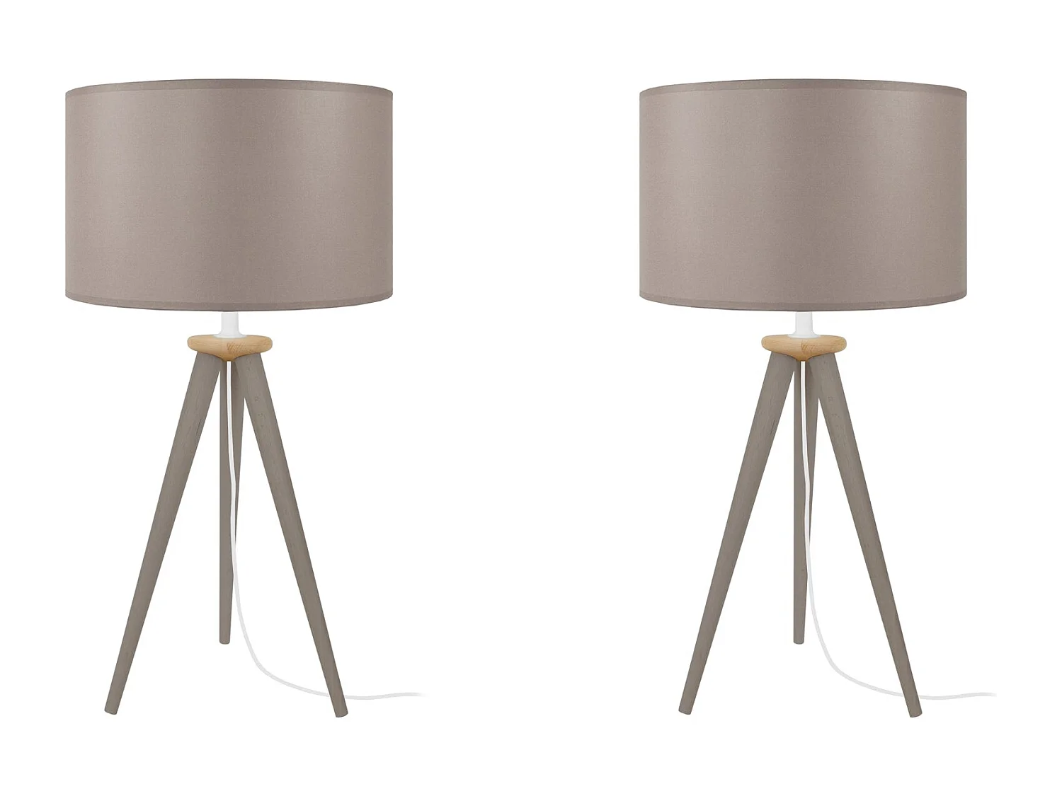 Pair de Lampes, de chevet trépied bois  taupe,naturel 54 cm.