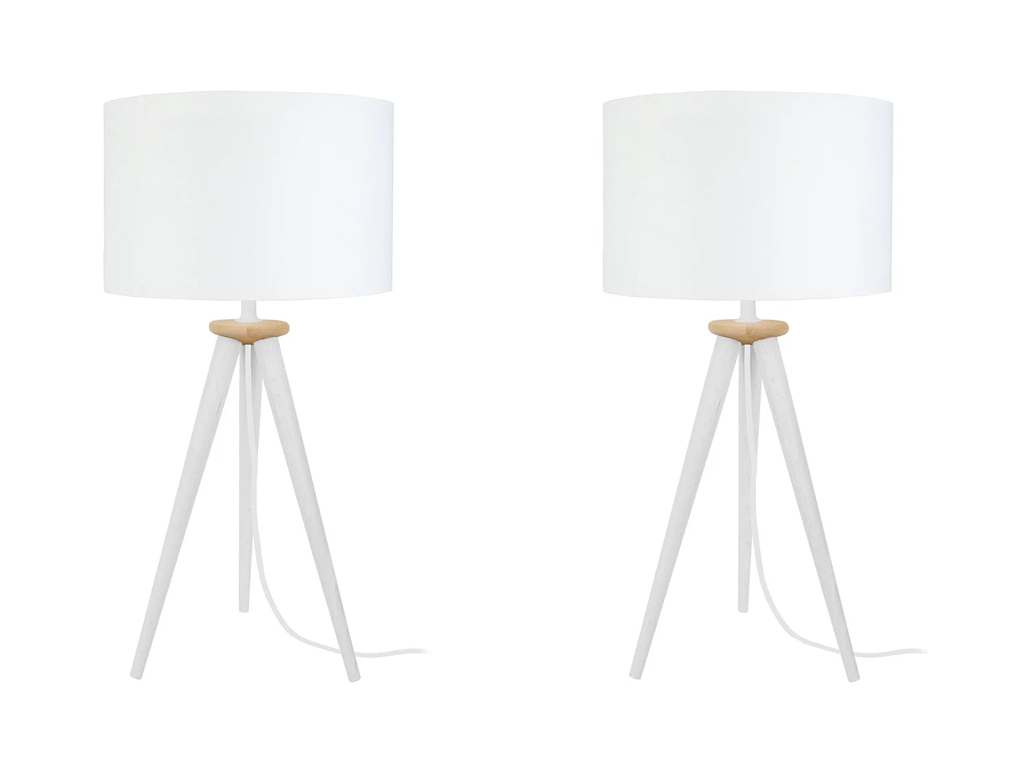 Pair de Lampes, de chevet trépied bois  bois blanc,naturel 54 cm.