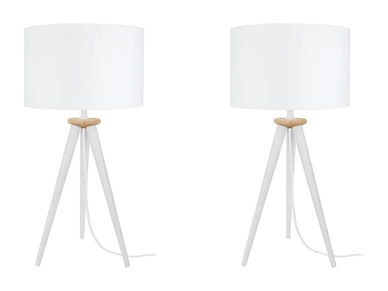 Pair de Lampes, de chevet trépied bois  bois blanc,naturel 54 cm.