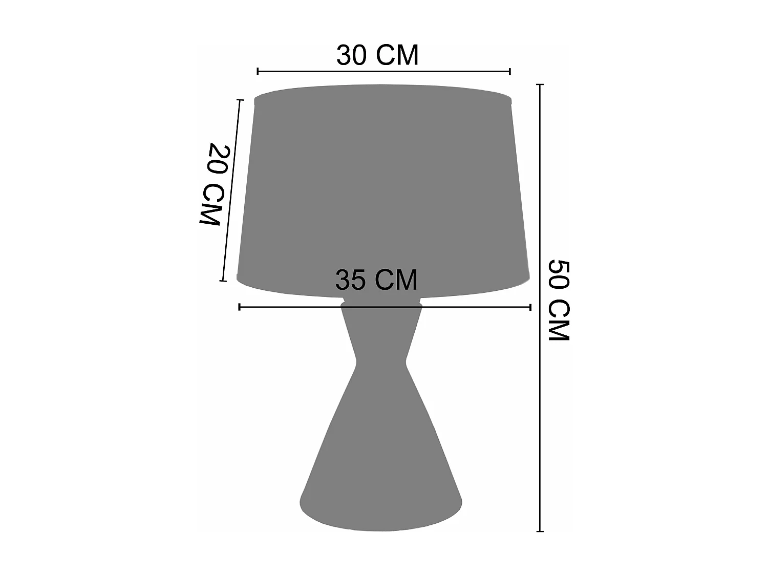 Lampe a poser conique verre  transparent vert 50 cm.