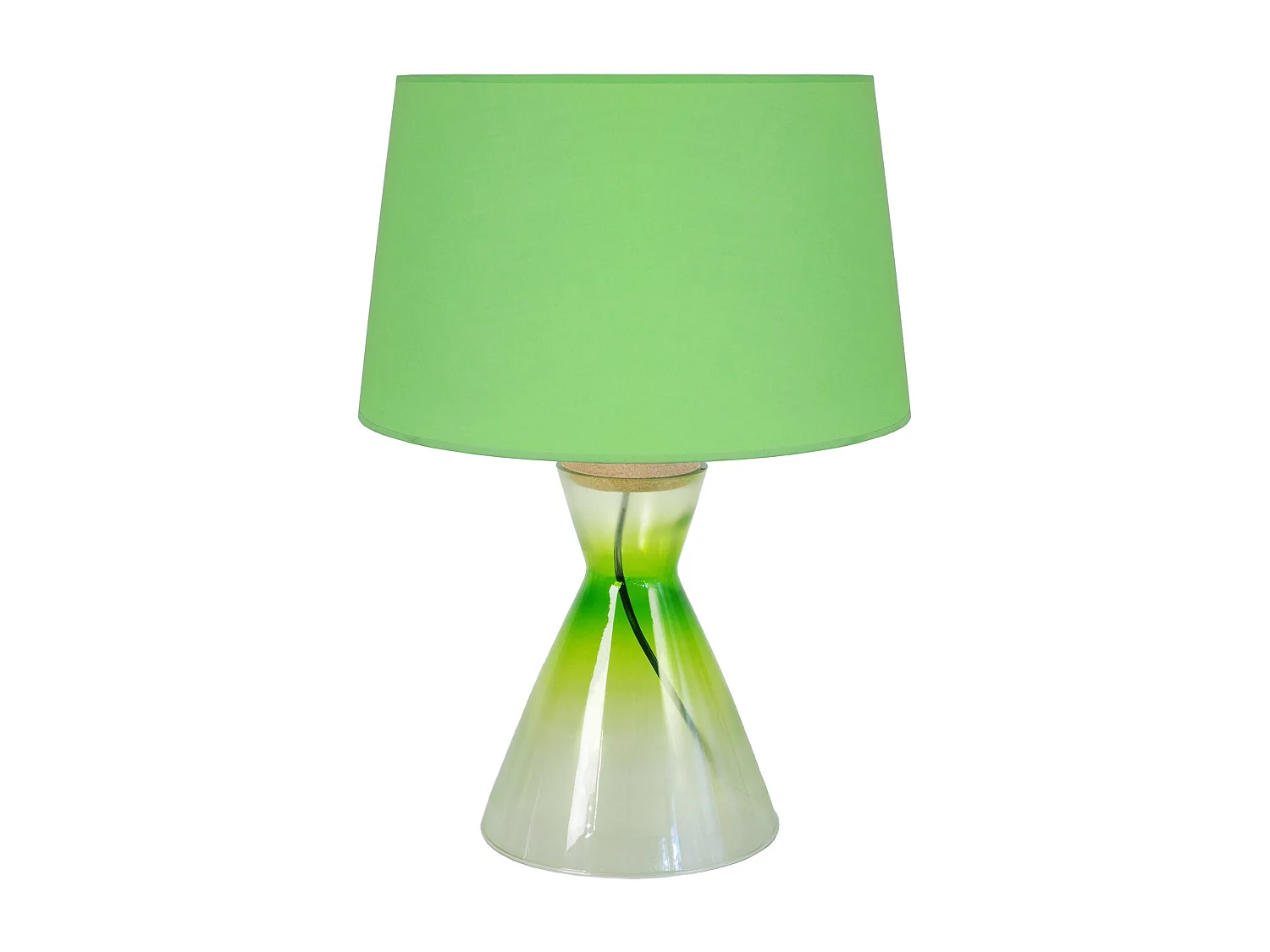 Lampe a poser conique verre  transparent vert 50 cm.