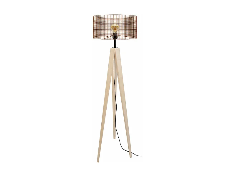 Lampadaire , trépied bois  naturel,marron 160 cm.