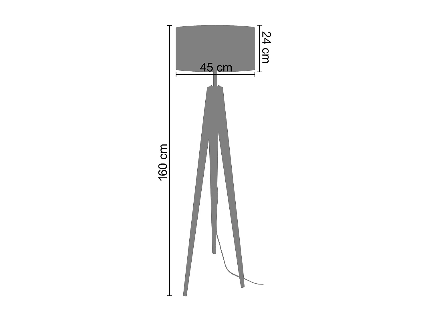 Lampadaire , trépied bois  naturel,marron 160 cm.