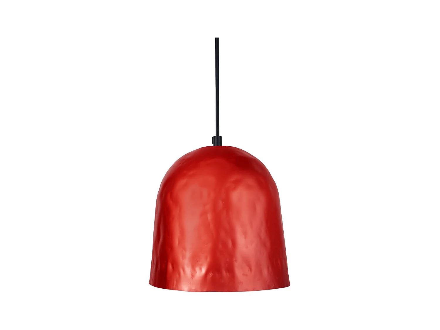 Suspension ogive martelé  rouge 80 cm.