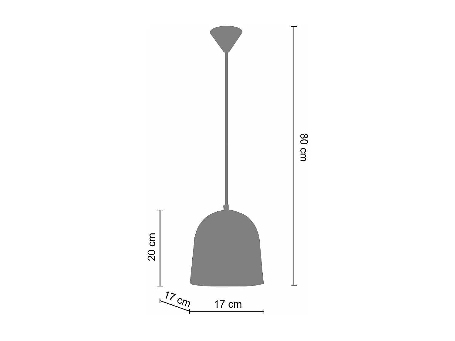 Suspension ogive martelé  noir 80 cm.