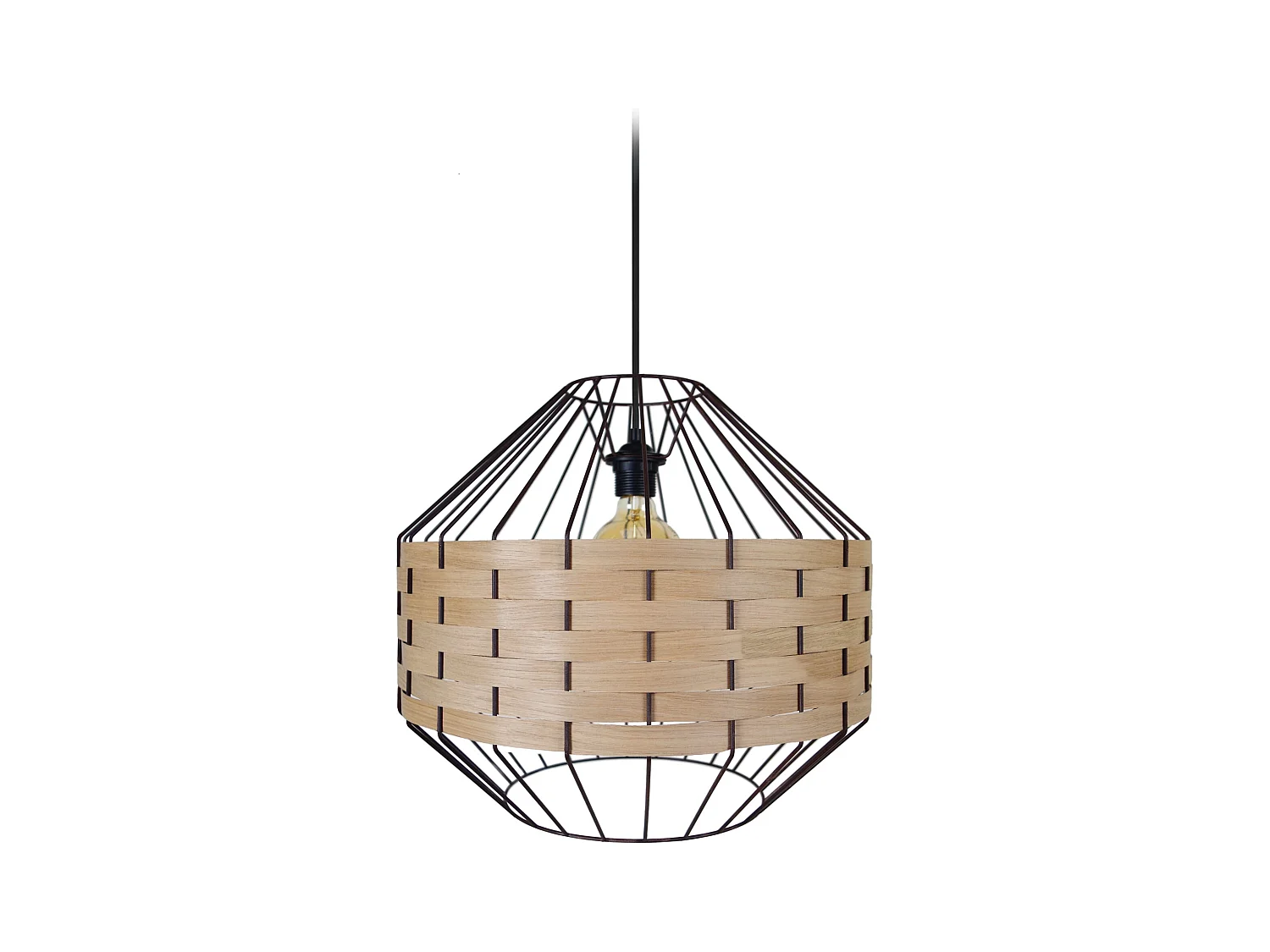 Suspension métal marron bois chêne 99 cm.