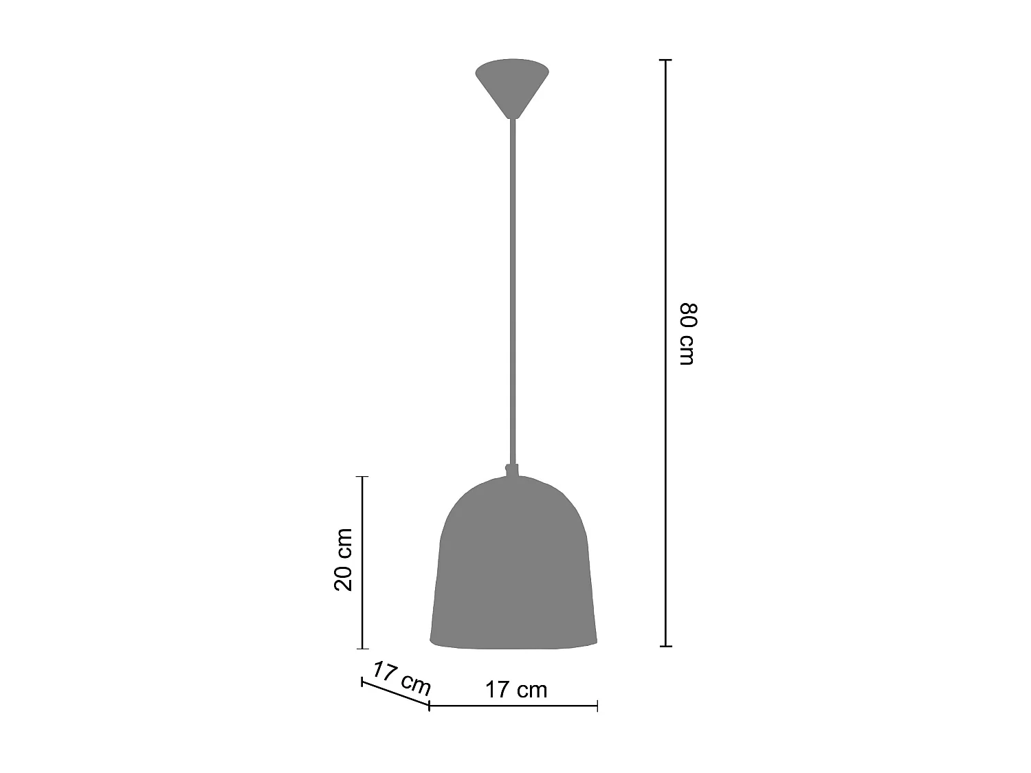 Suspensão TOSEL  ELIOT vidro cúpula cetim D20 x  H70  cm
