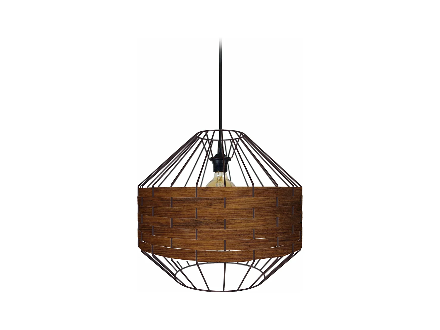 Suspension métal marron bois africain 99 cm.