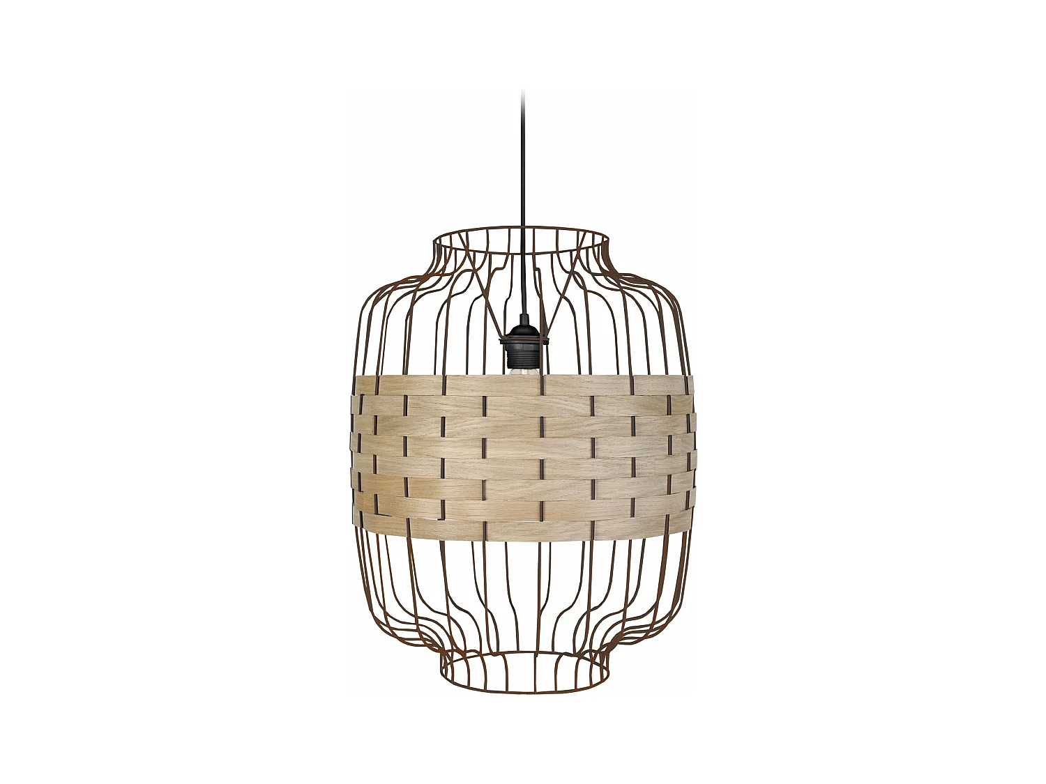 Suspension métal marron bois chêne 110 cm.