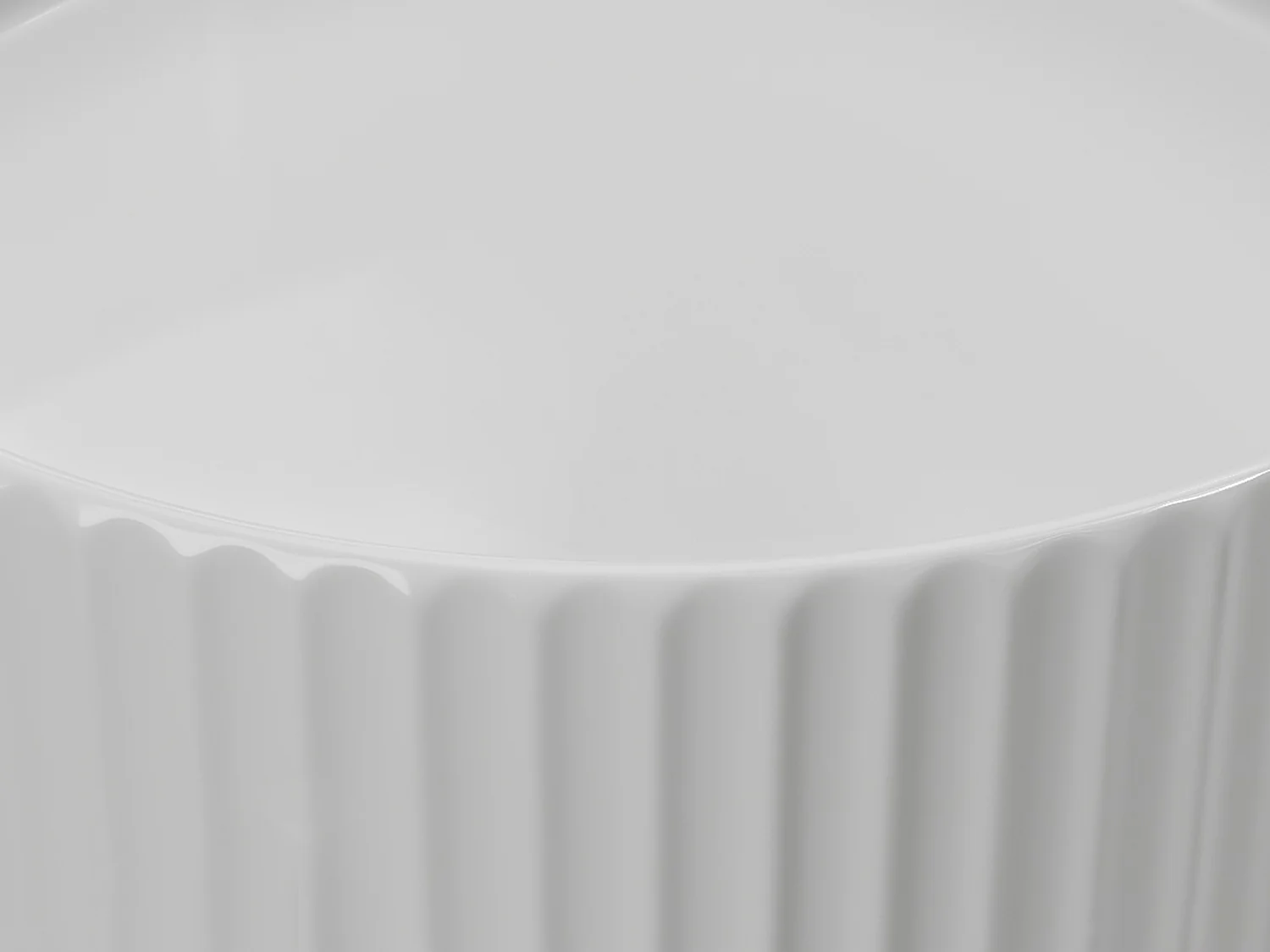 Vasque à poser en céramique striée ronde - Blanc brillant - 36 cm - PEDARA