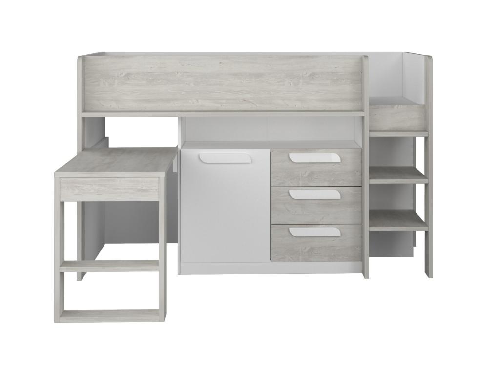 Kombibett mit Matratze - 90 x 200 cm - Mit Schreibtisch & Stauraum - Weiß, günstig online kaufen