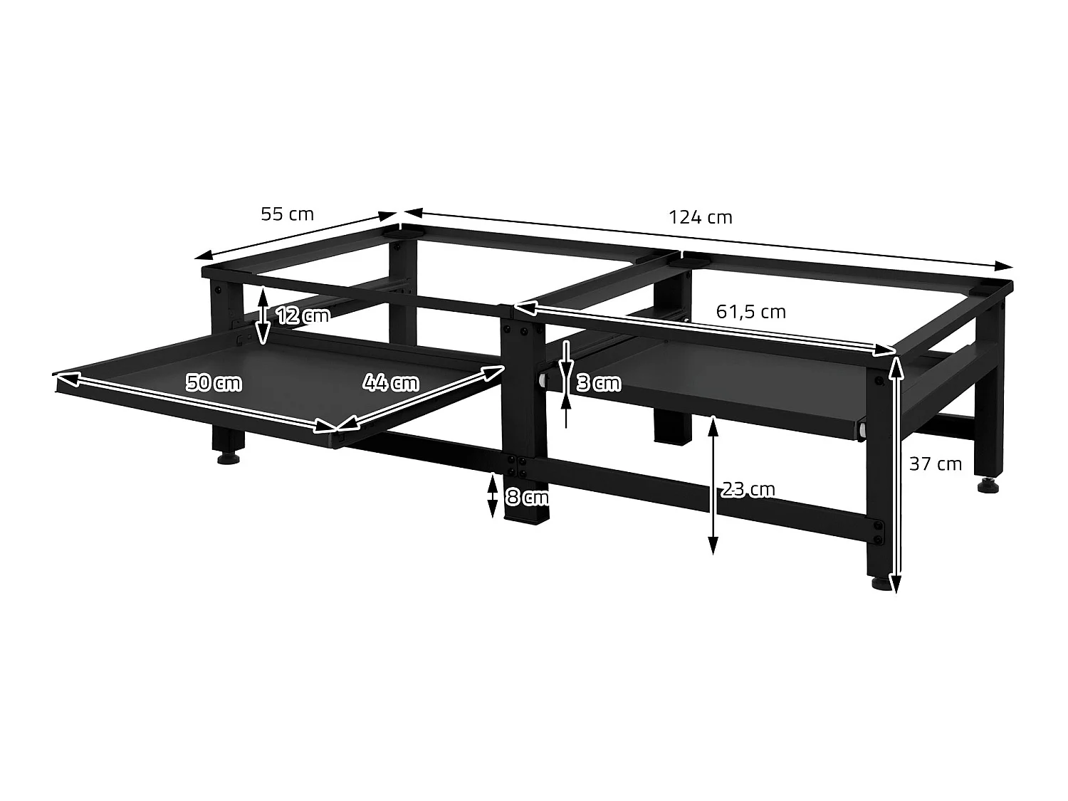 Socle machine à laver double avec étagère base sèche-linge noir ML-DESIGN