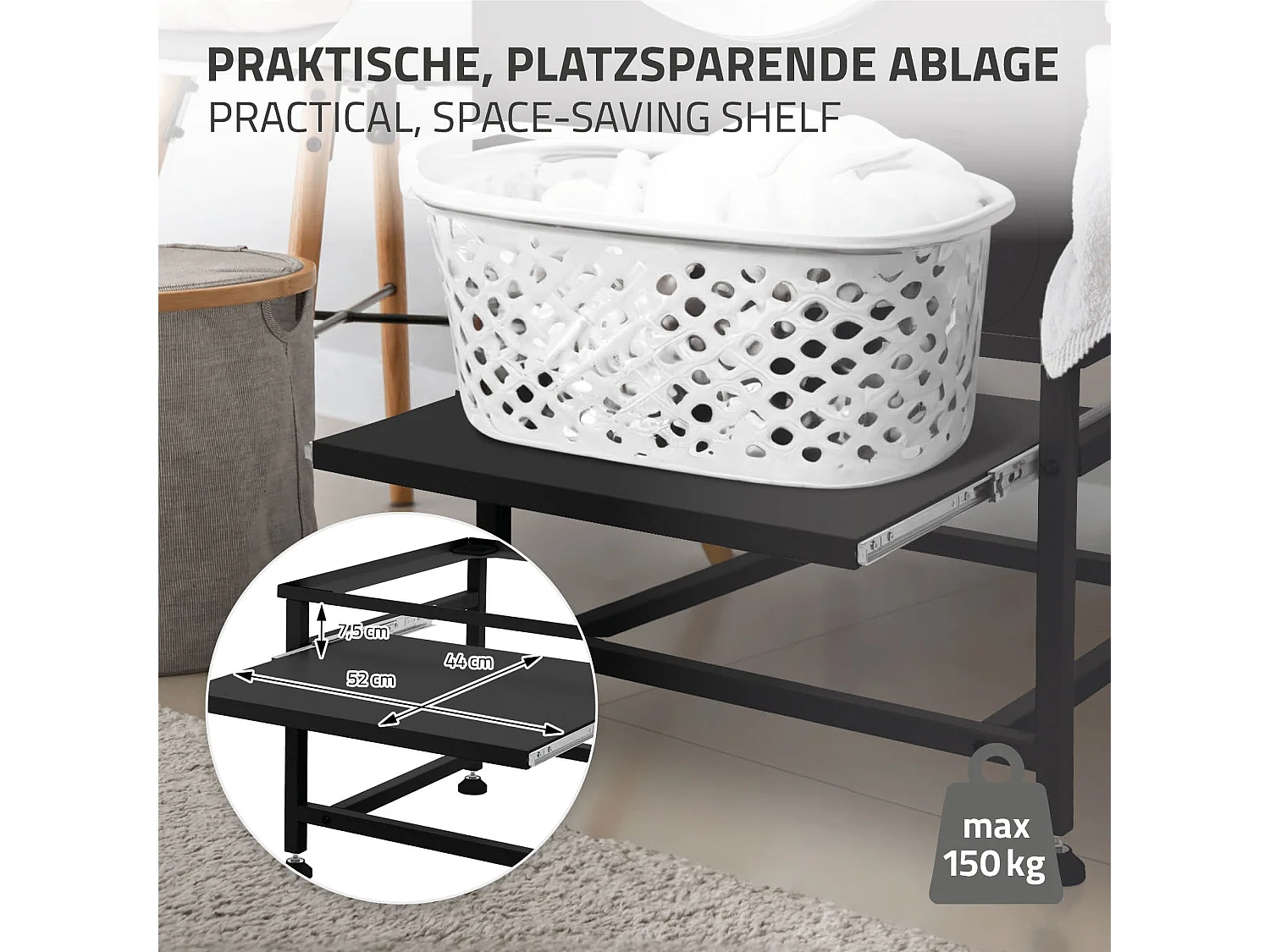 Zoccolo lavatrice con ripiano estensibile base asciugatrice ML-DESIGN