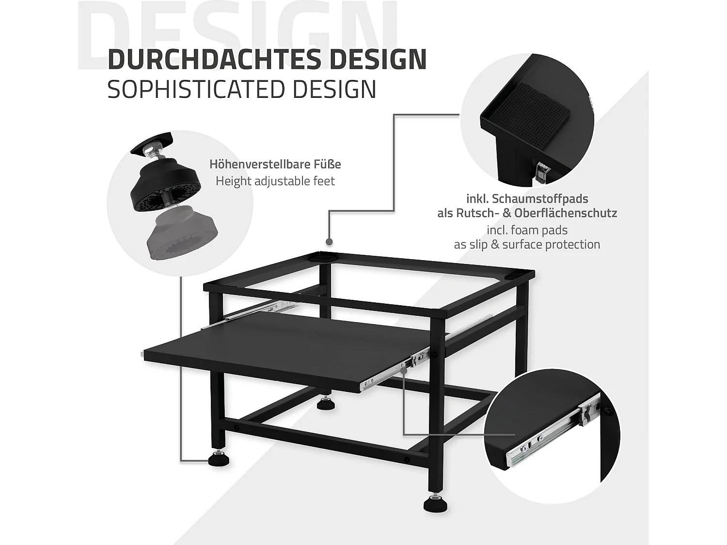 Zoccolo lavatrice con ripiano estensibile base asciugatrice ML-DESIGN