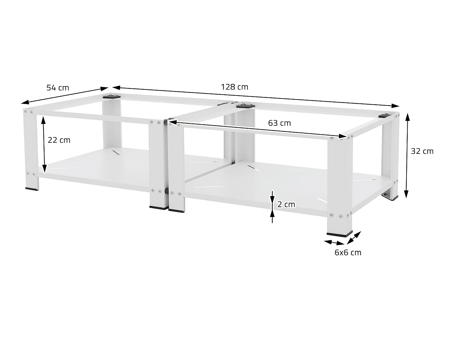 Zócalo lavadora doble con balda base 150 kg/soporte ML-DESIGN