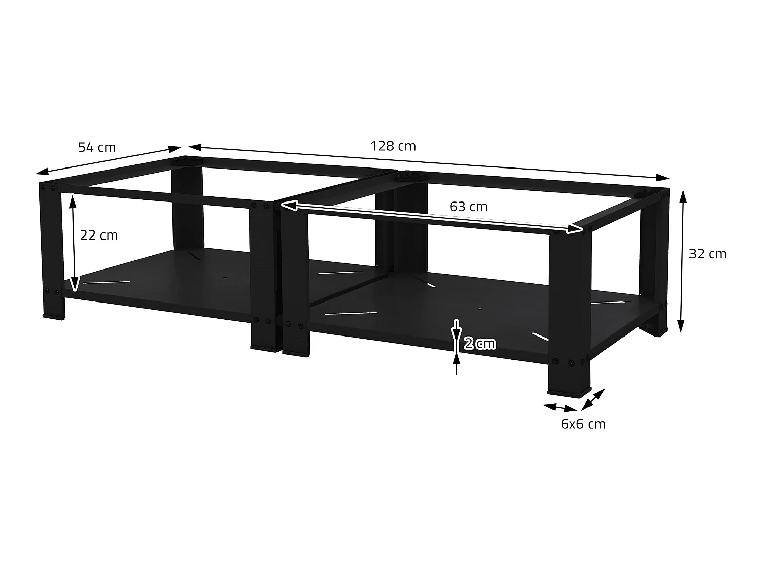 Zócalo lavadora doble con balda base secadora negra ML-DESIGN