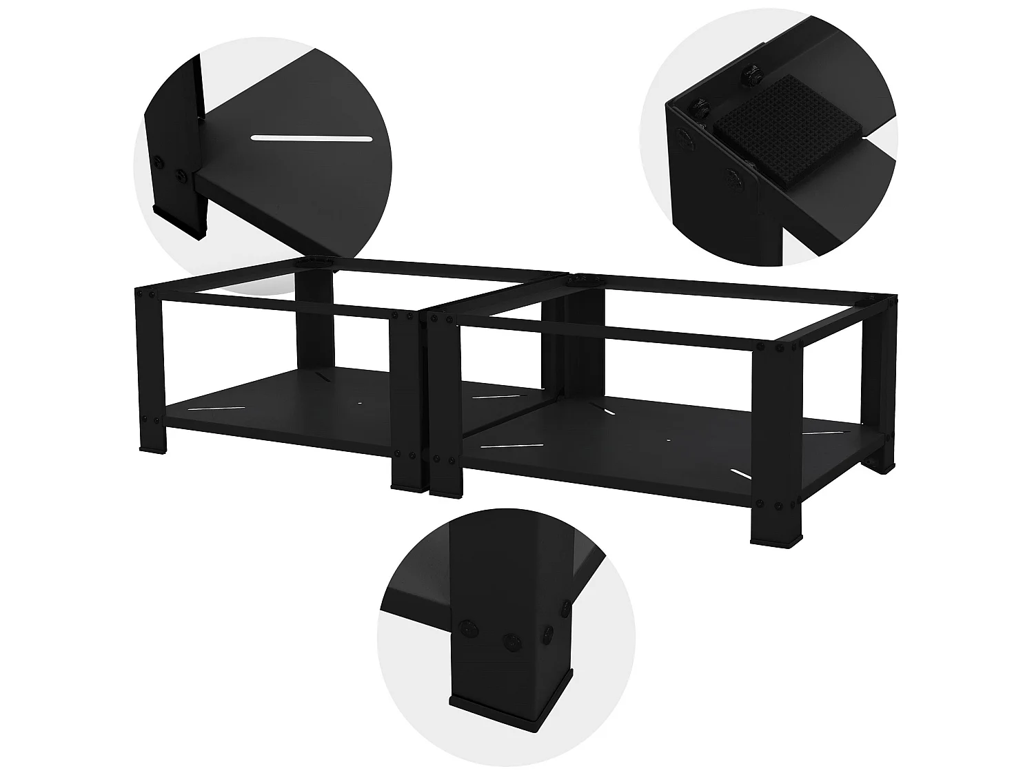 Zoccolo lavatrice doppio con ripiano base porta asciugatrice nero ML-DESIGN