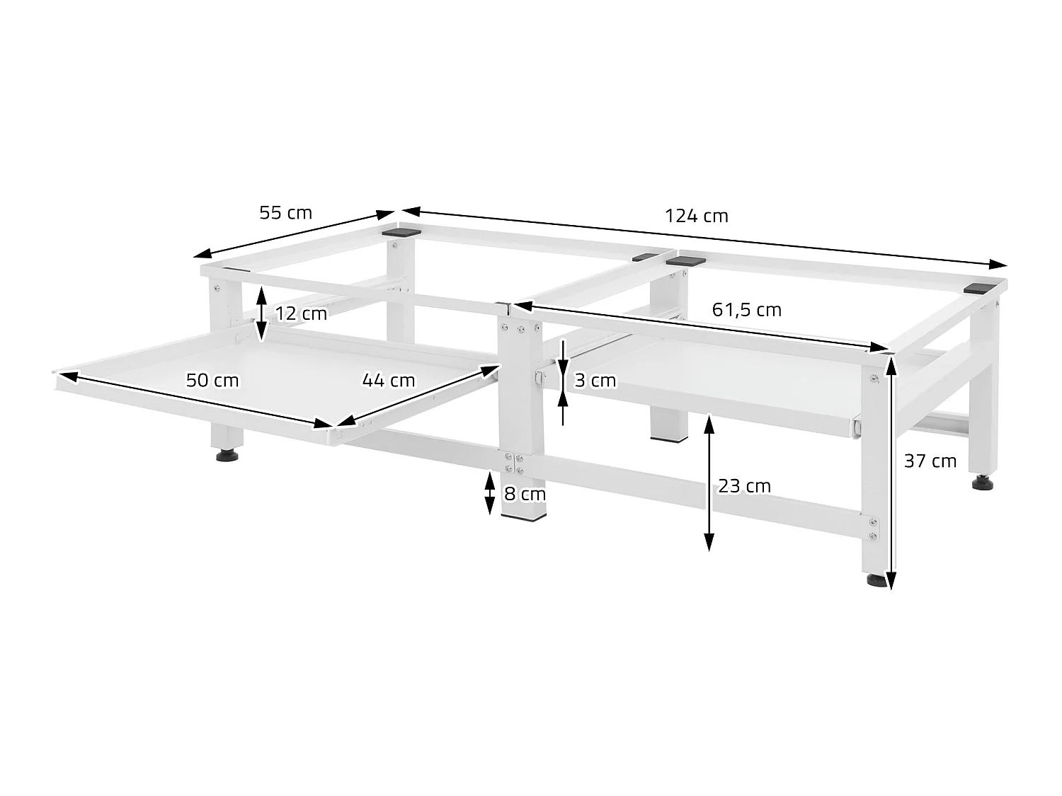 Zócalo lavadora doble con balda base secadora blanca ML-DESIGN