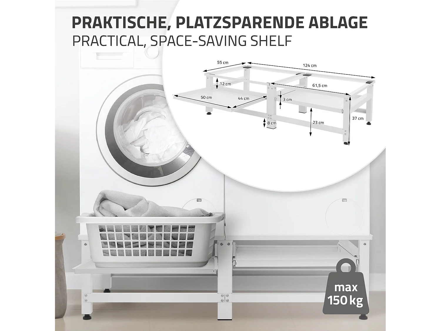 Zócalo lavadora doble con balda base secadora blanca ML-DESIGN