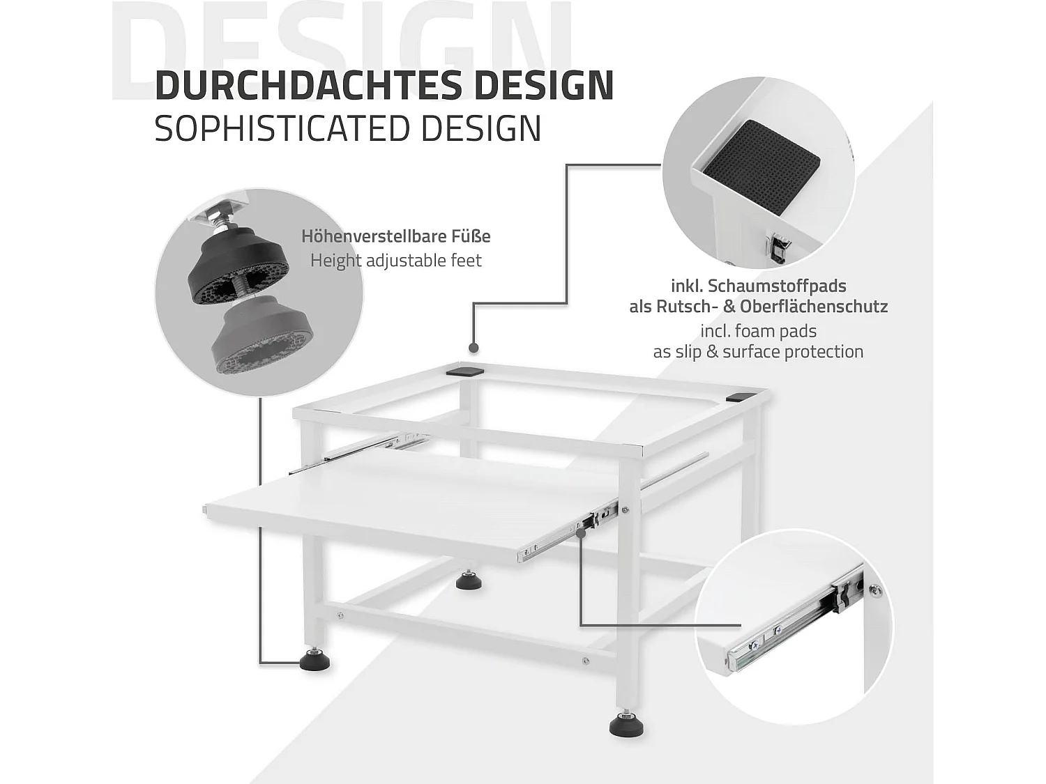 Socle de machine à laver avec étagère extensible base sèche-linge ML-DESIGN