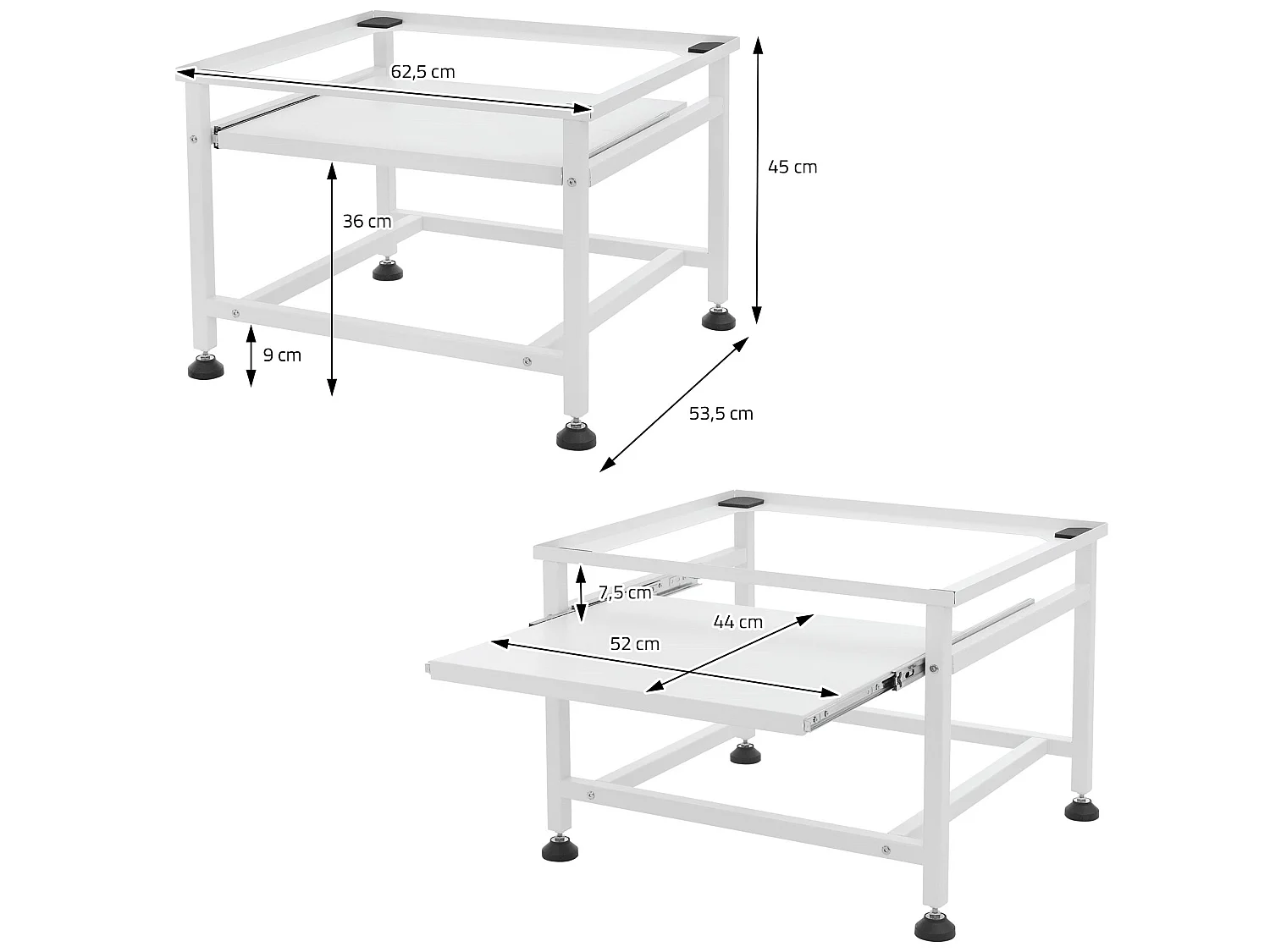 Socle de machine à laver avec étagère extensible base sèche-linge ML-DESIGN