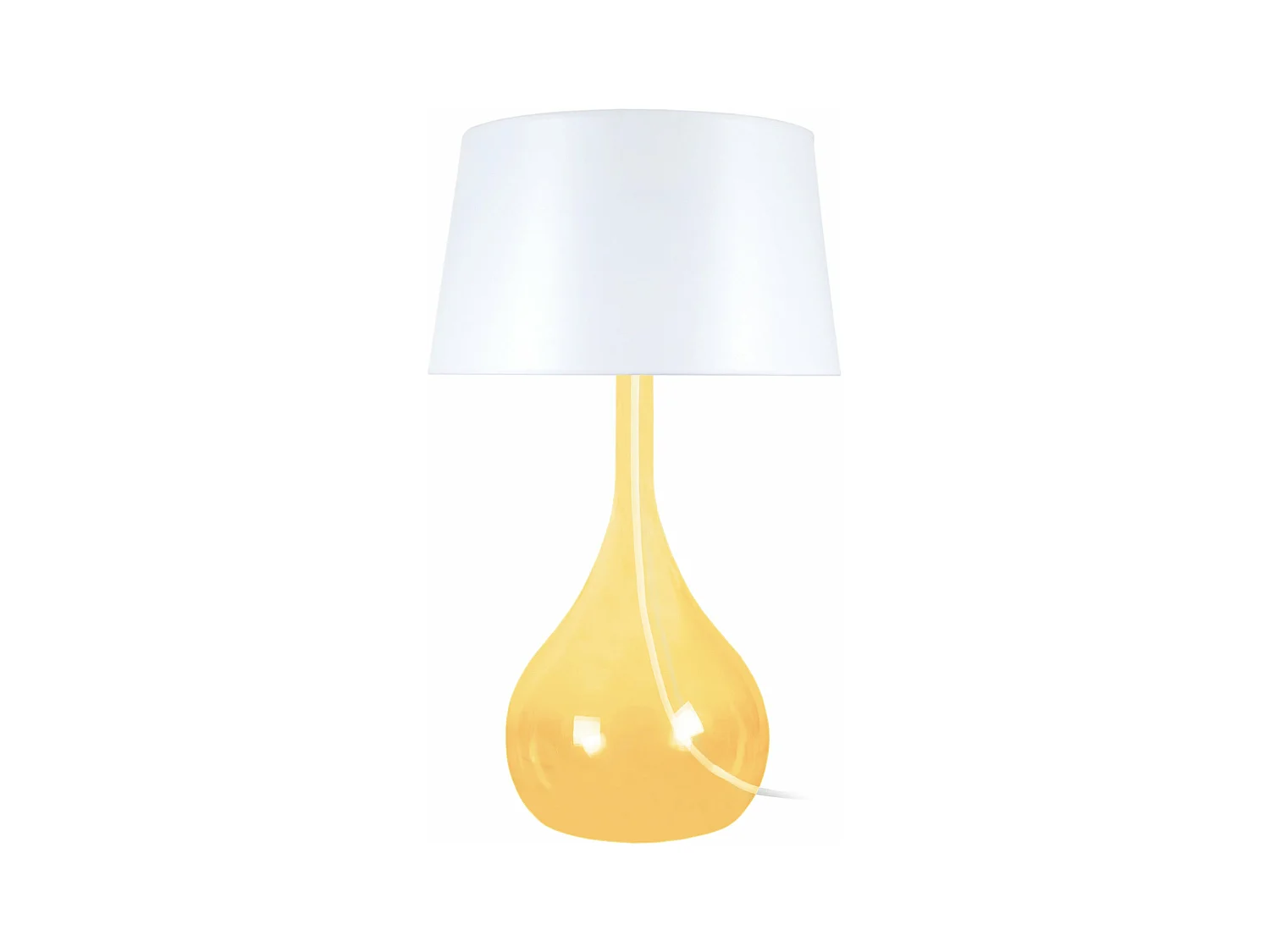 Lampe de salon vase verre  jaune,blanc66 cm.