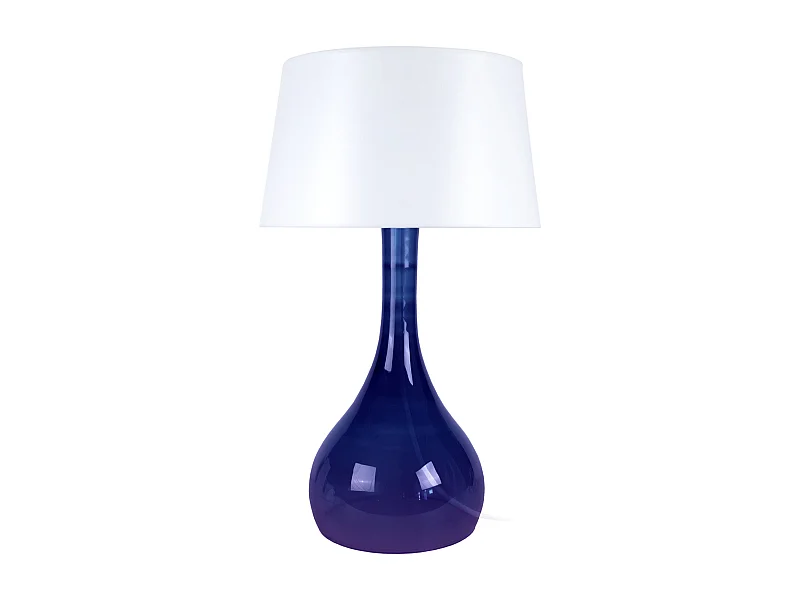 Lampe de salon vase verre  violet,blanc 66 cm.