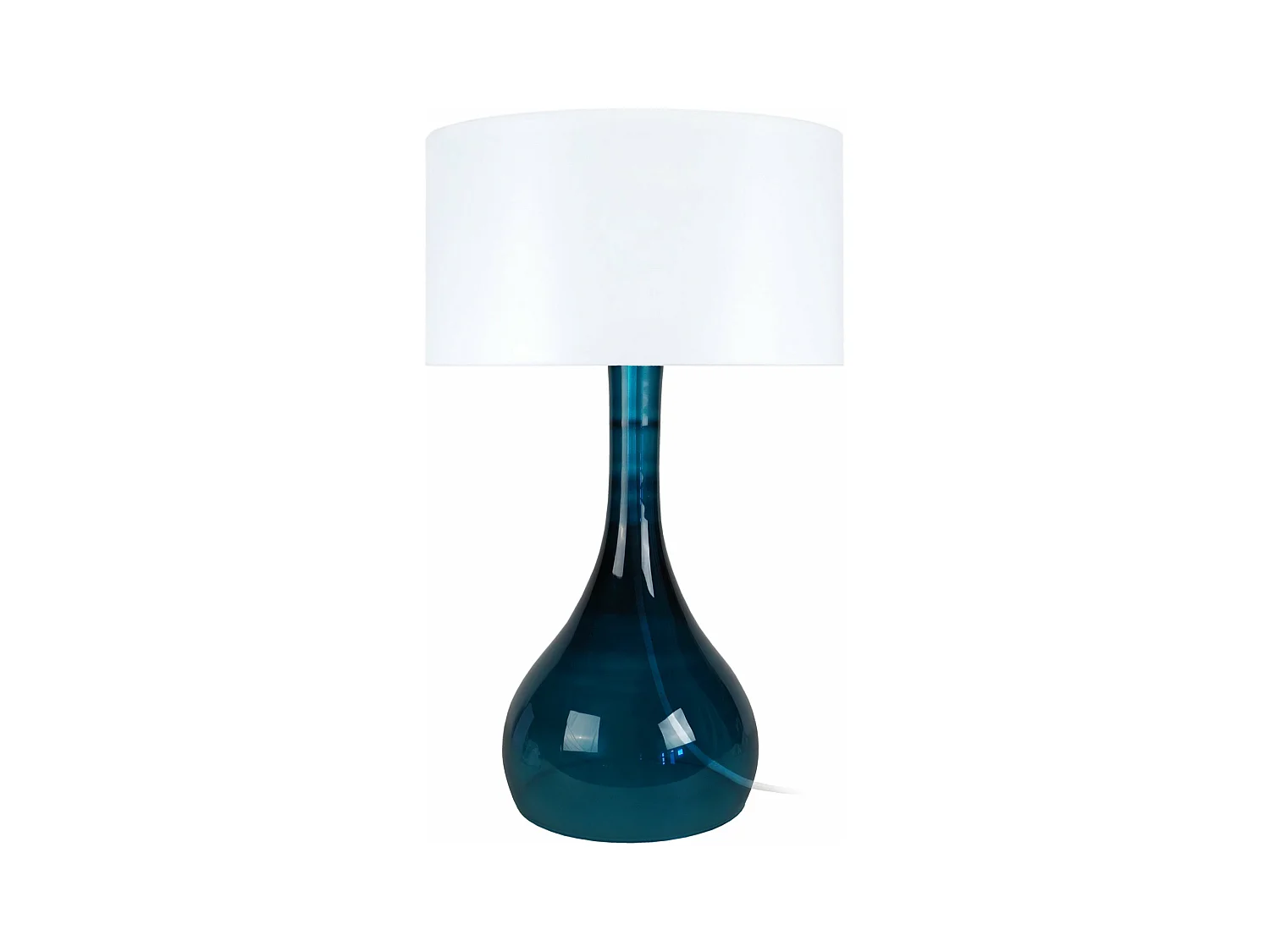 Lampe de salon vase verre  bleu petrole 66 cm.