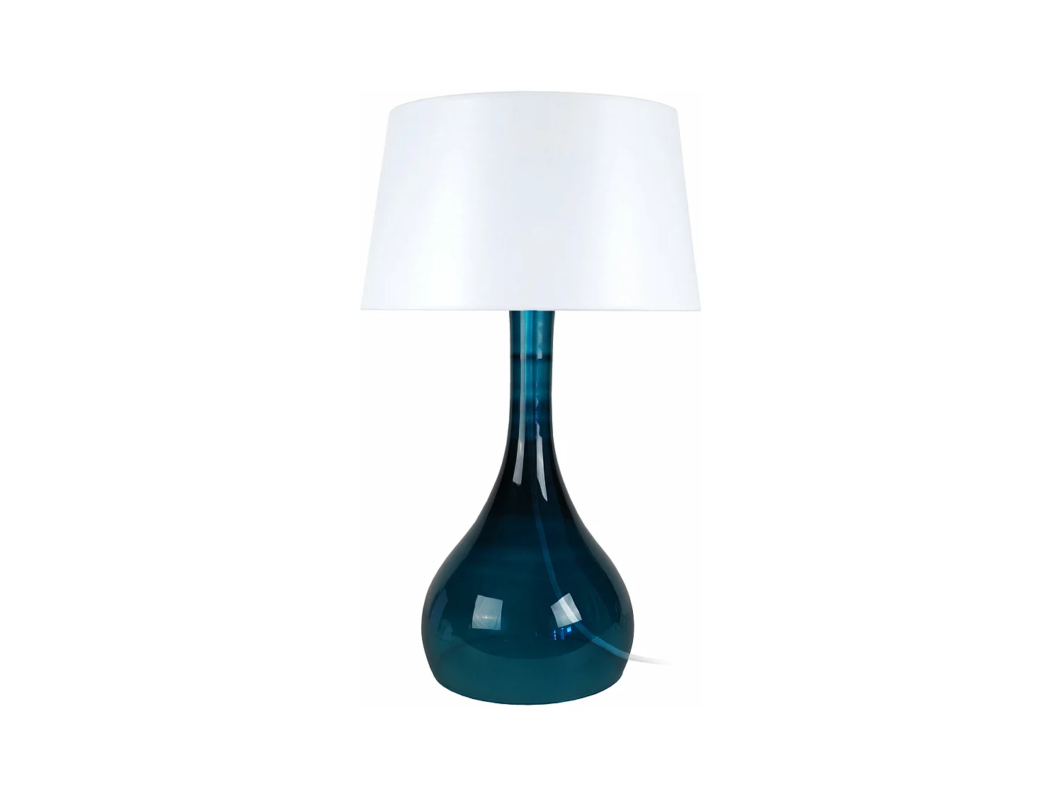 Lampe de salon vase verre  bleu petrole,blanc 66 cm.