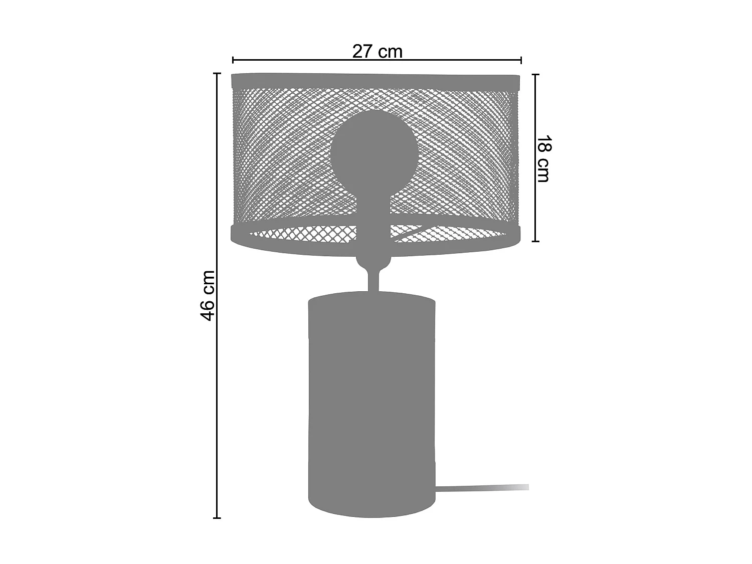 Abajur TOSEL MYKINES tecido certo preto D16 x  H28  cm