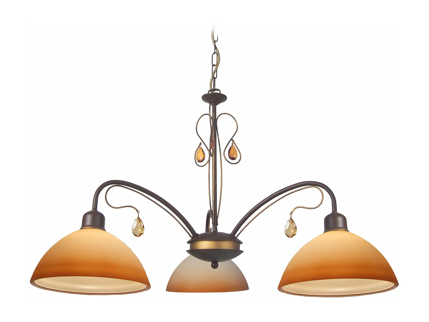 Lustre TOSEL BOURGOGNE vidro braço bege D52 x  H67  cm