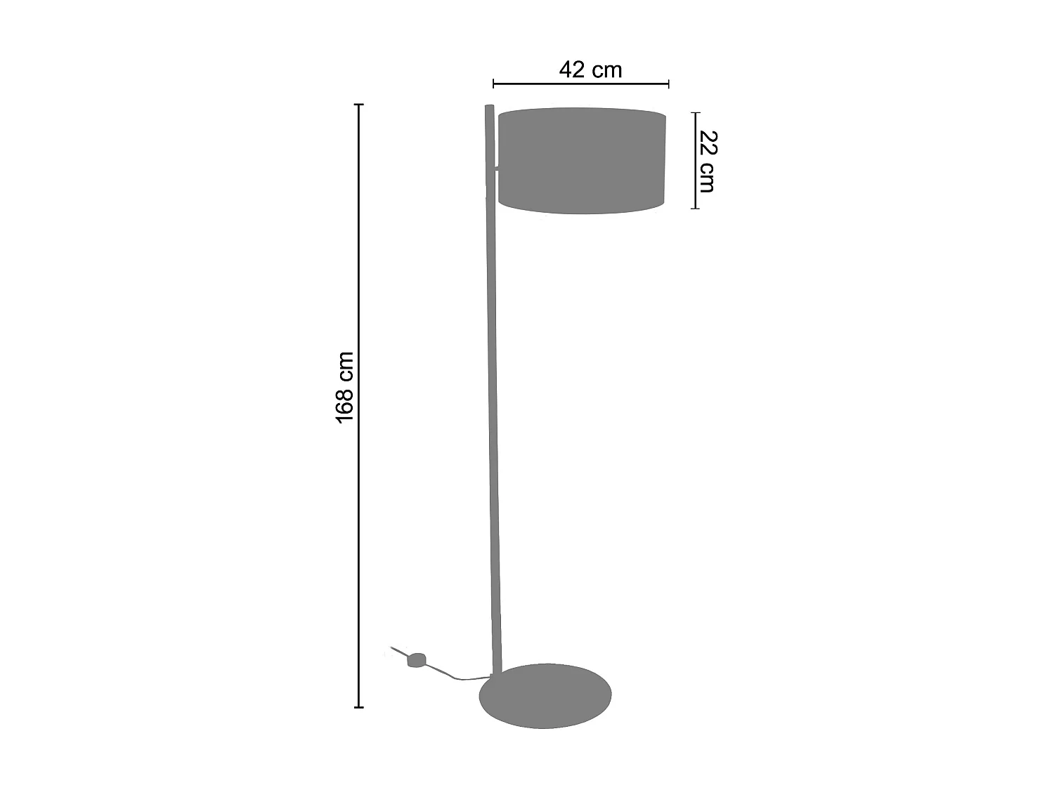 Lampadaire droit métal  noir 168 cm.