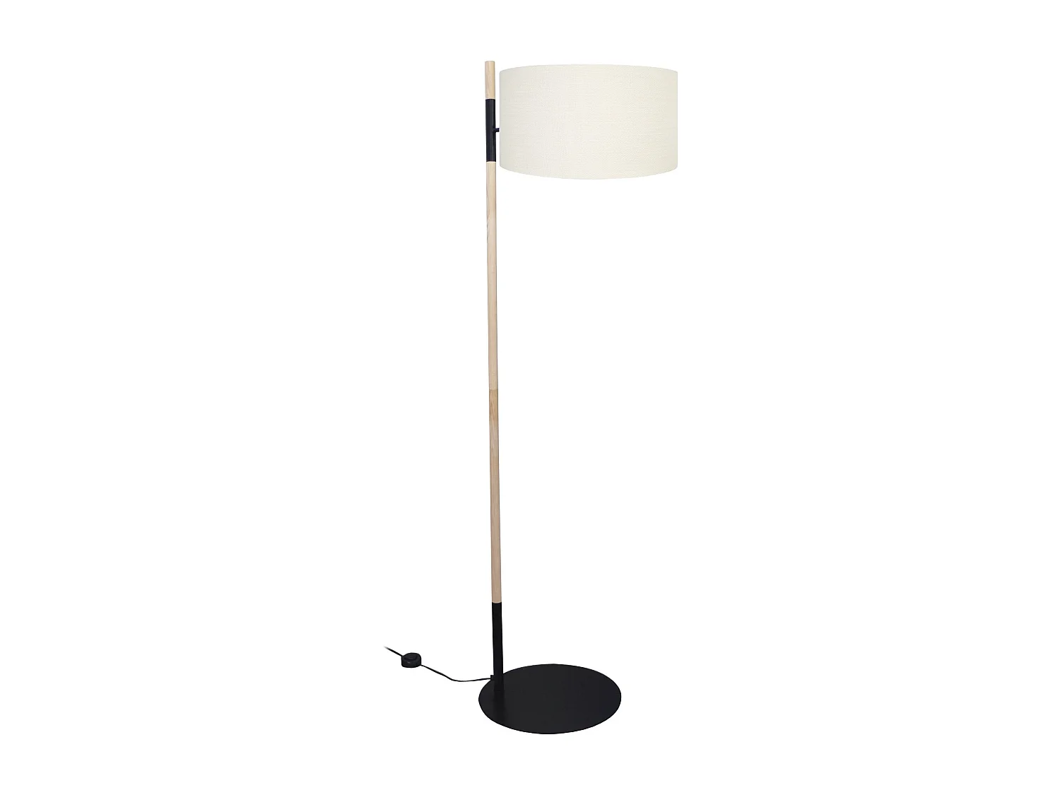 Lampadaire droit métal  noir,naturel 168 cm.
