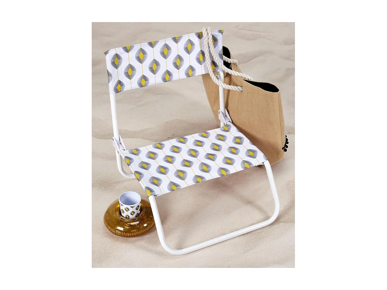 Chaise Pliante "Zeste" 52cm Blanc & Jaune