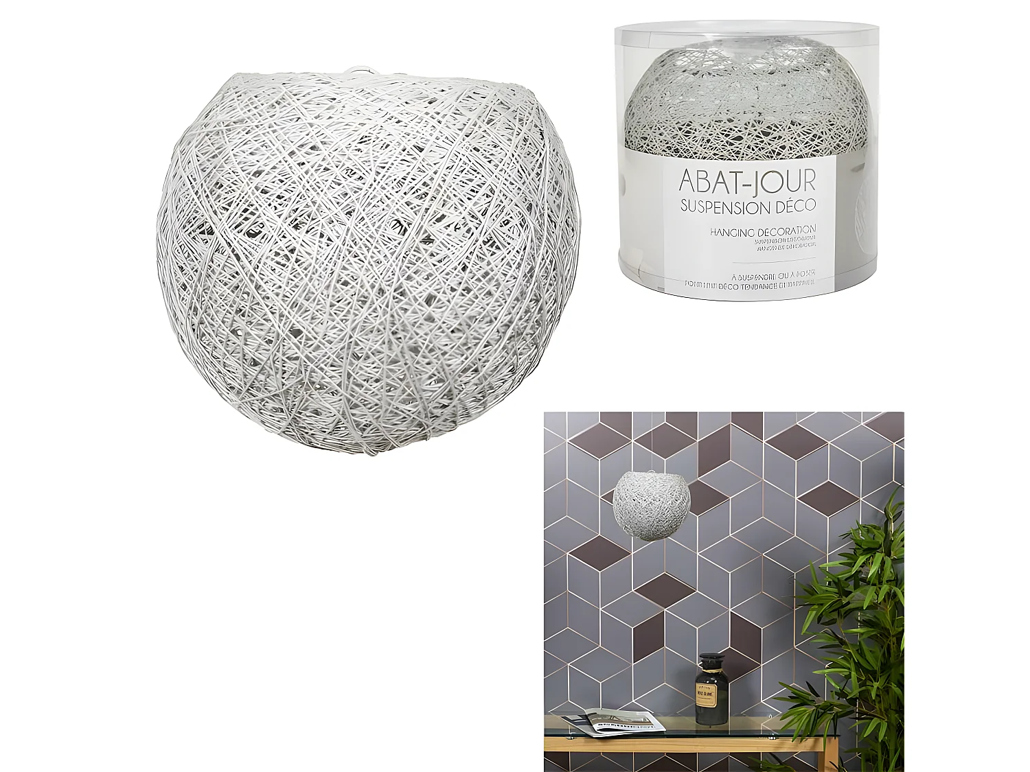 Abat-Jour Intérieur "Suspension" 20cm Gris