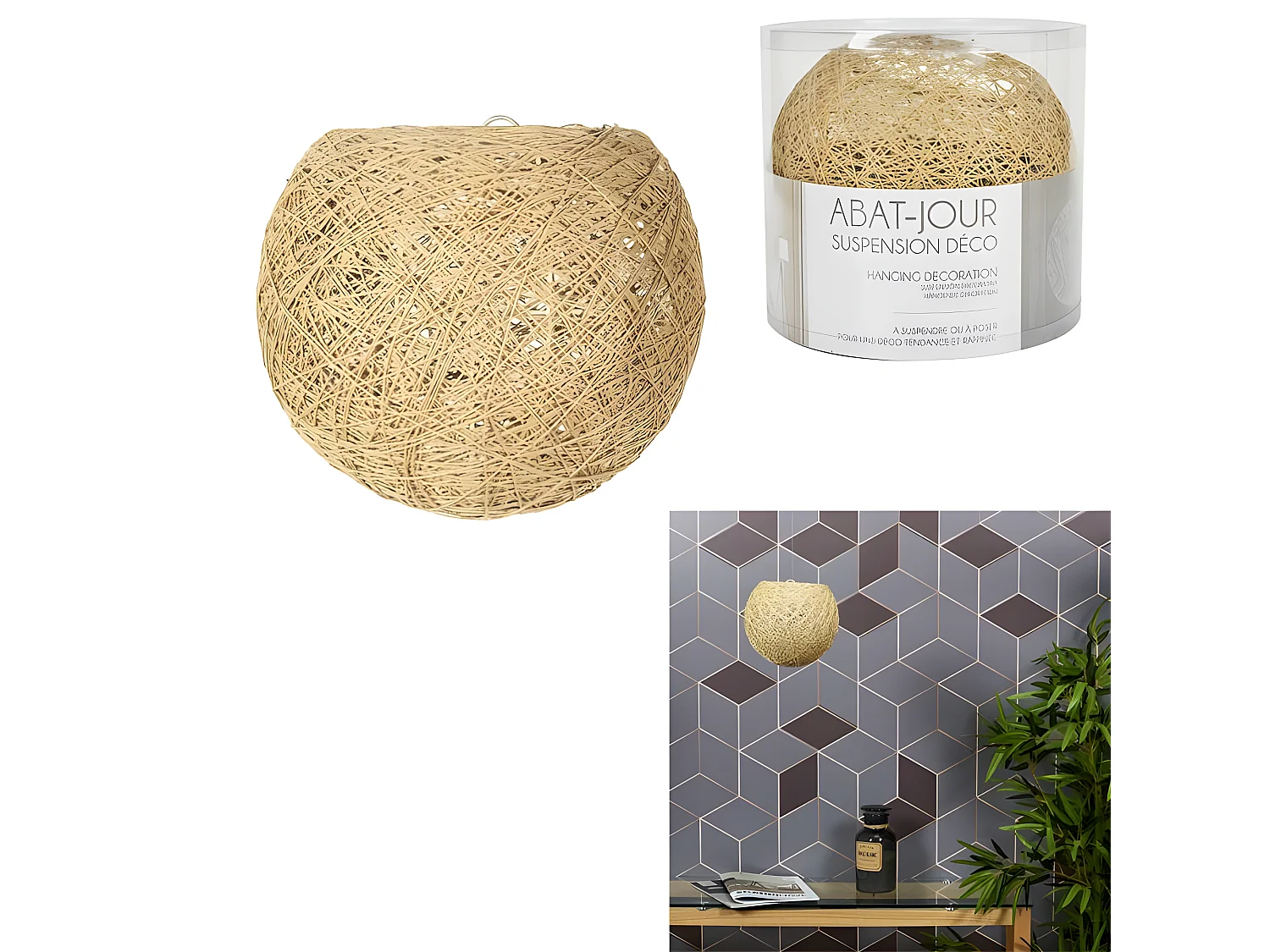 Abat-Jour Intérieur "Suspension" 20cm Naturel