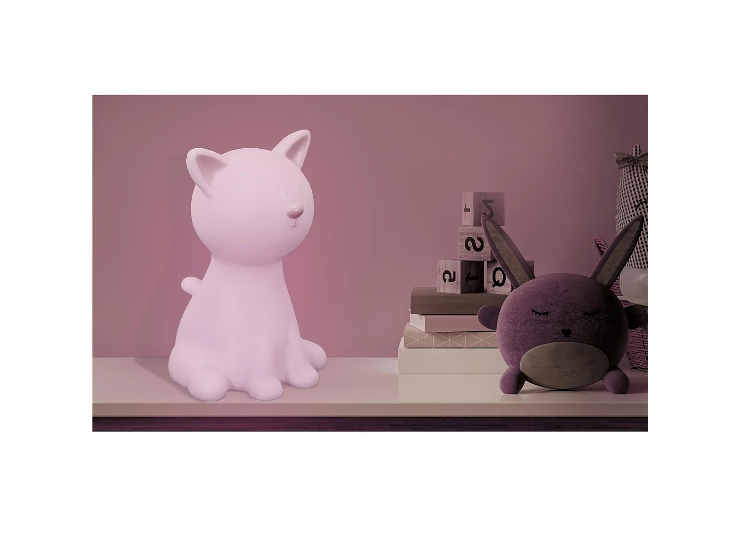 Lampe Veilleuse Enfant Led "Chat" 19cm Blanc