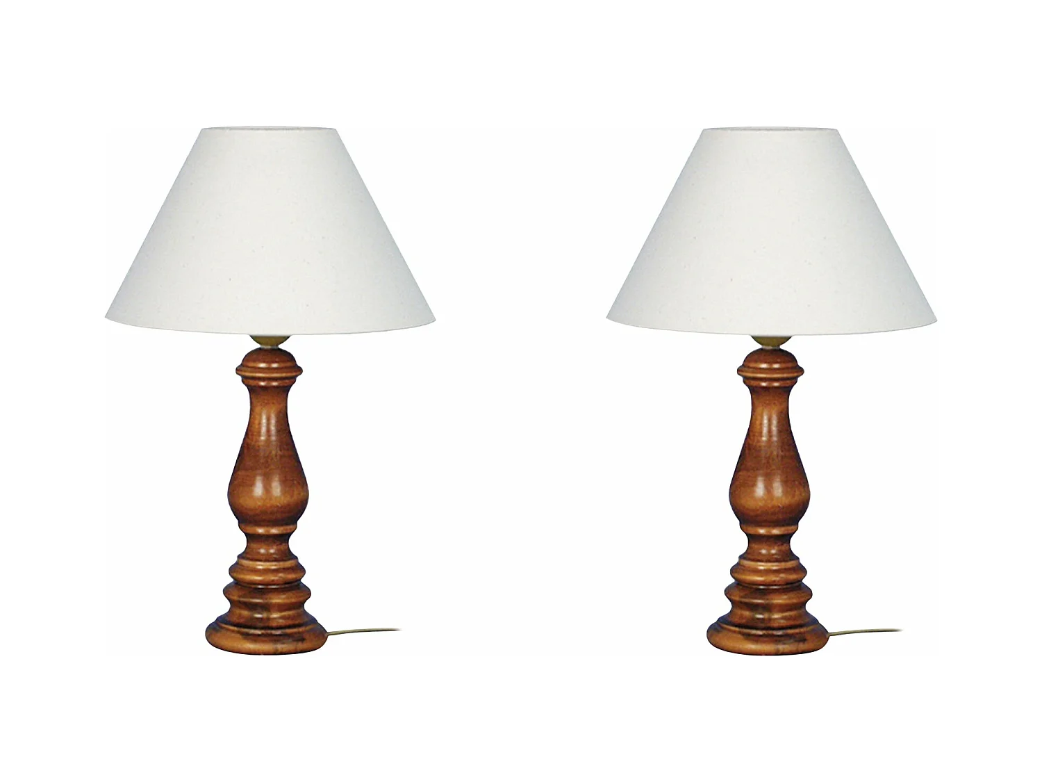 Pair de Lampes de chevet colonne bois  foncé  40 cm.
