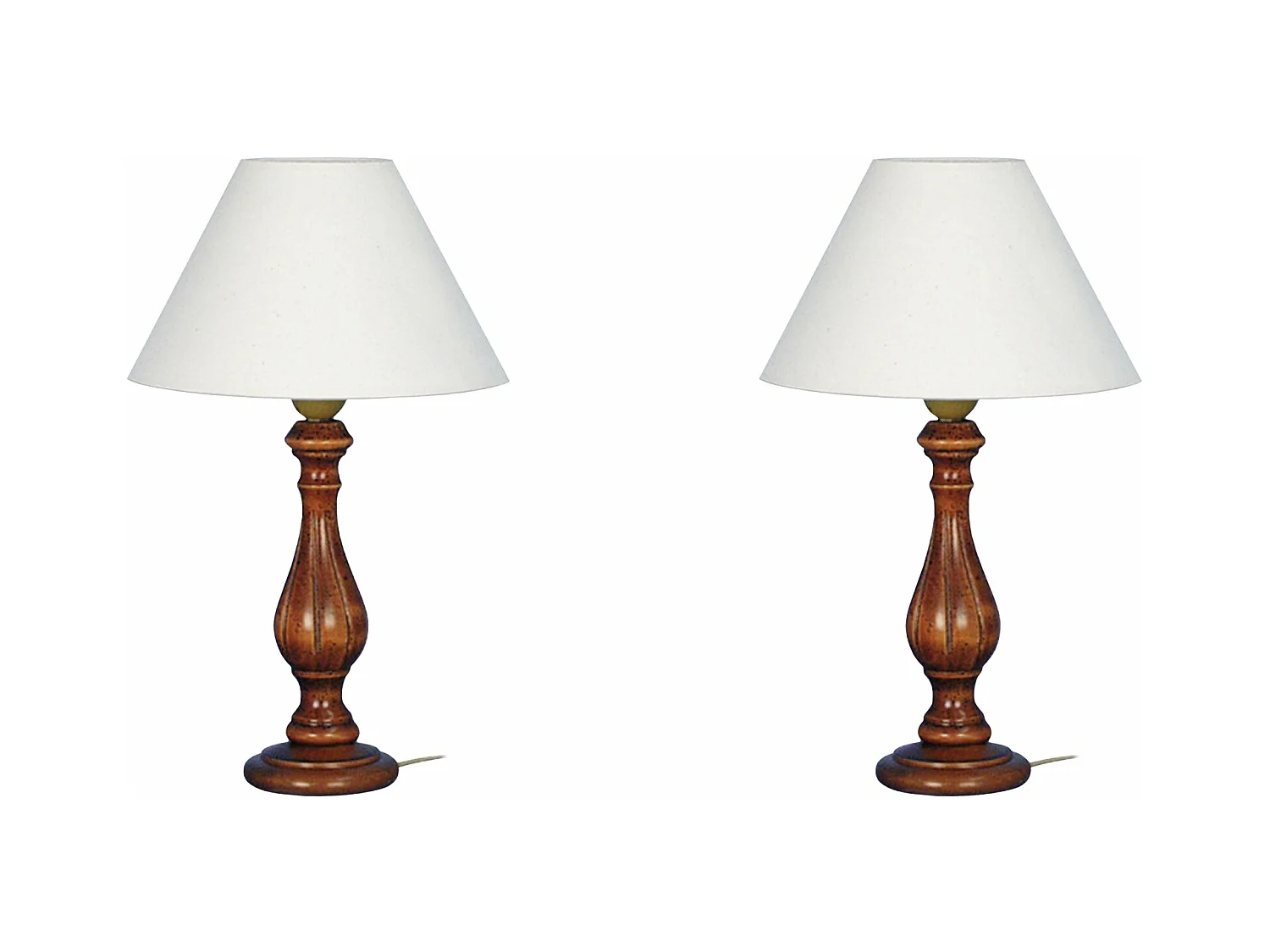Pair de Lampes de chevet colonne,coupes bois  foncé  40 cm.
