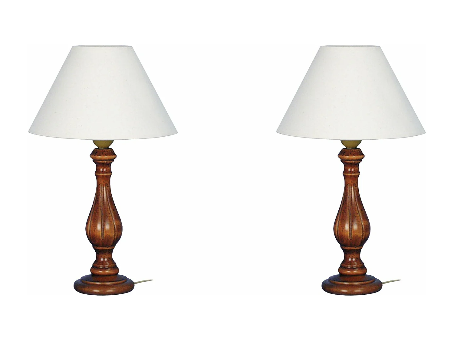 Pair de Lampes de chevet colonne,coupes bois  foncé  40 cm.