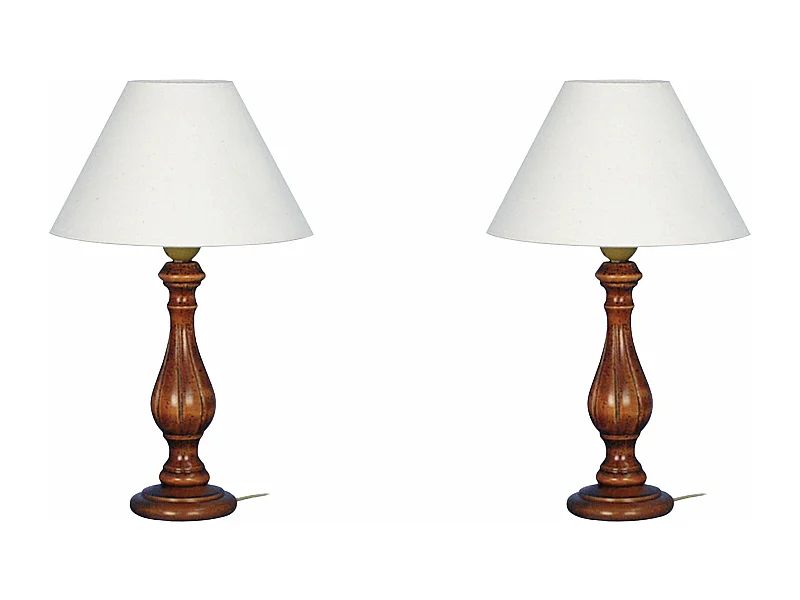 Pair de Lampes de chevet colonne,coupes bois  foncé  40 cm.