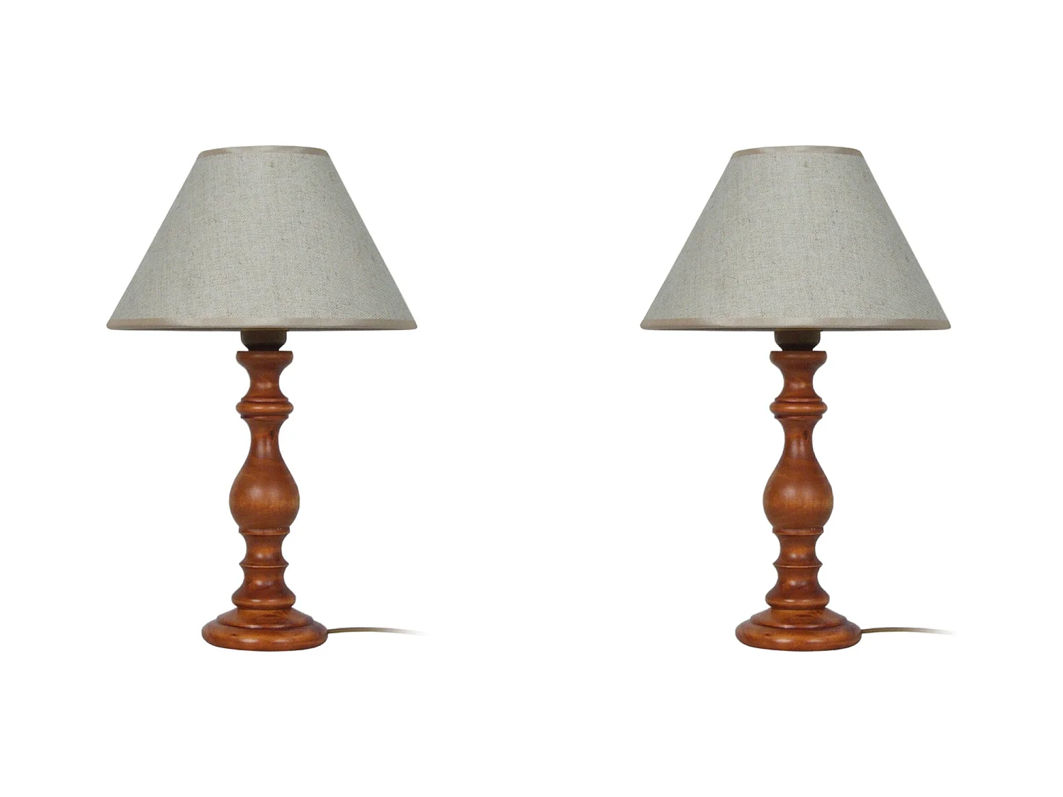 Pair de Lampes de chevet colonne. bois  foncé  40 cm.