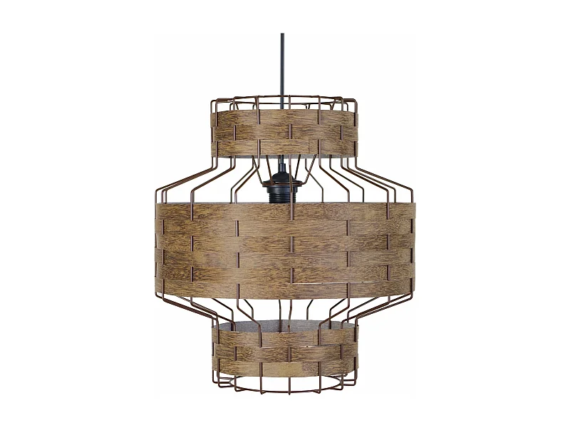 Suspensão TOSEL  TRESSÉ BAGAN metal e madeira globo Madeira de carvalho D43 x  H99  cm