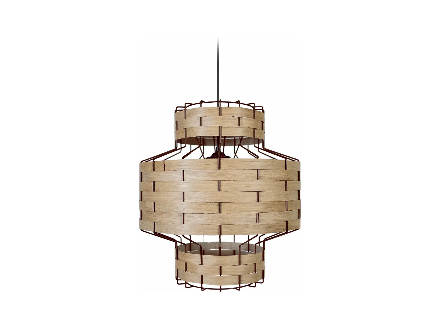 Suspension métal marron bois chêne 100 cm.