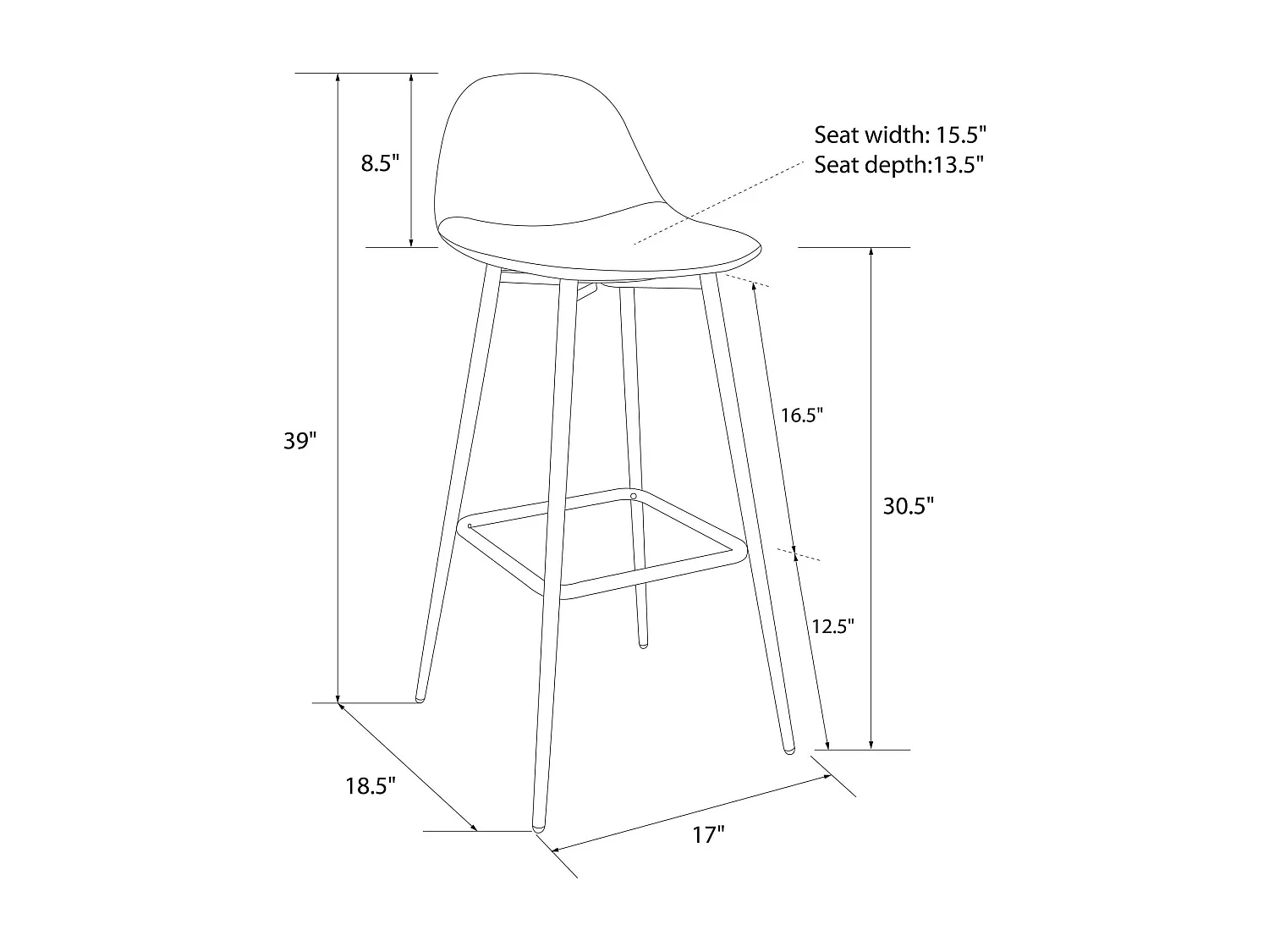 Barhocker aus Leinen, dunkelgrau