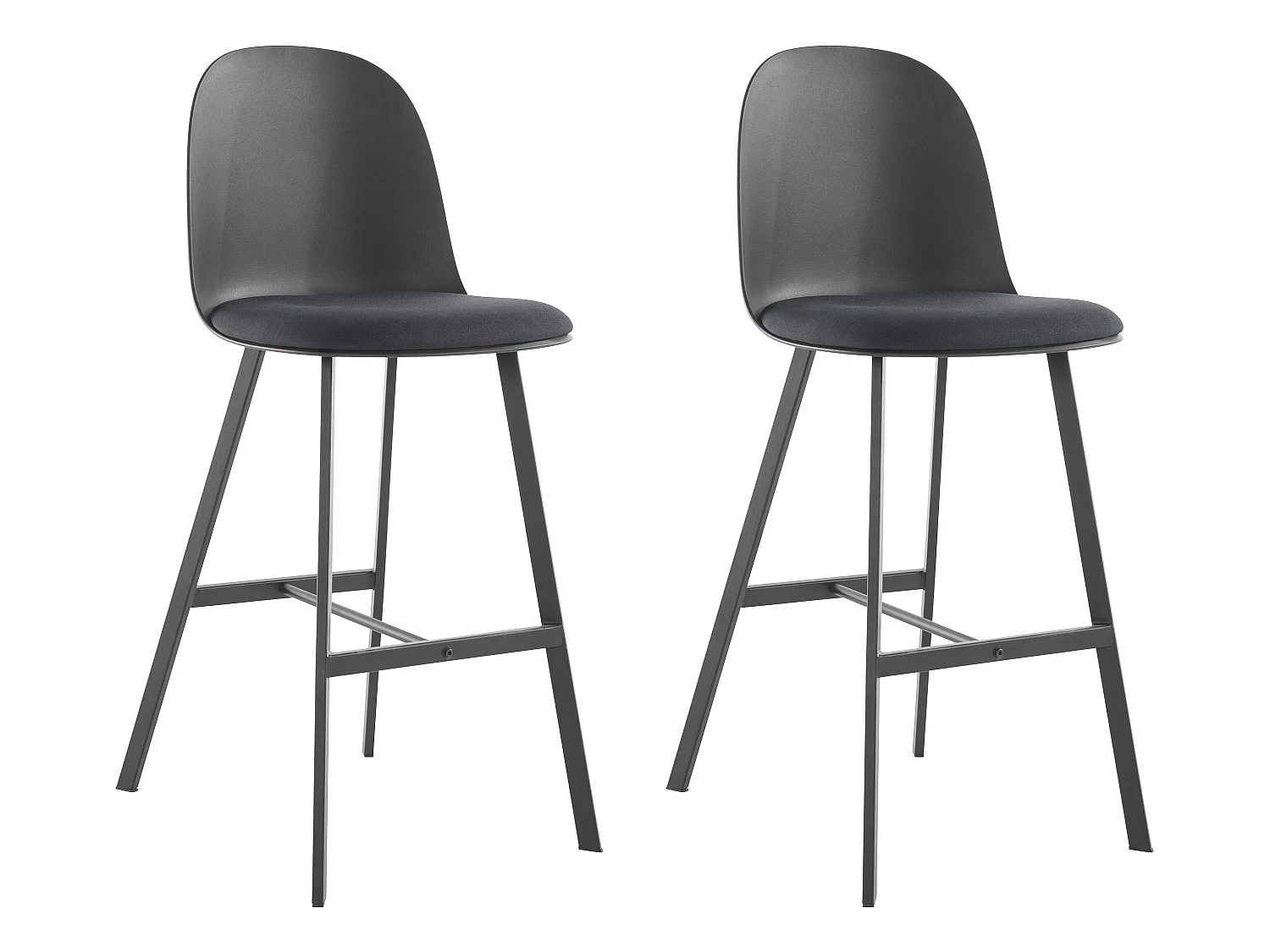 Asta | Lot de 2 tabourets de bar en PU et plastique avec pieds en métal