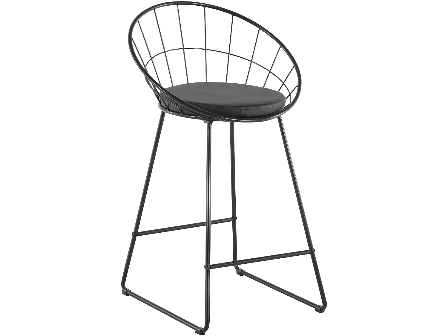 Petra | Barhocker Set von 2 in PU/Metall schwarz