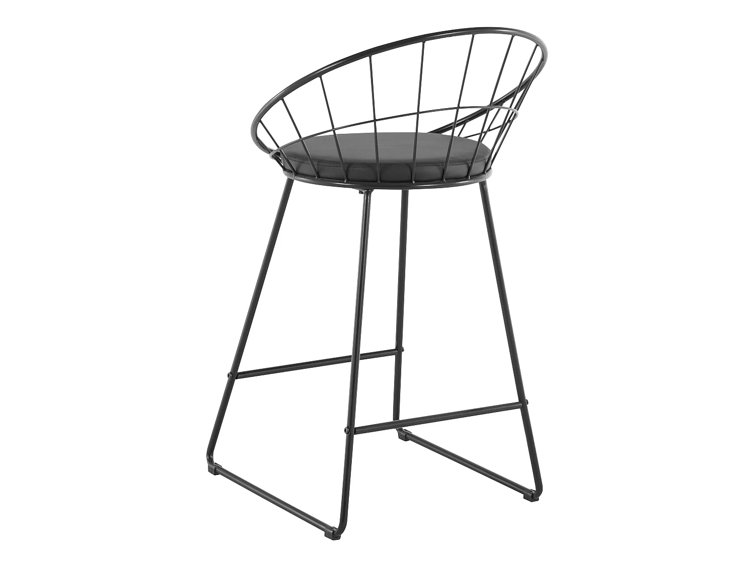 Petra | Barhocker Set von 2 in PU/Metall schwarz