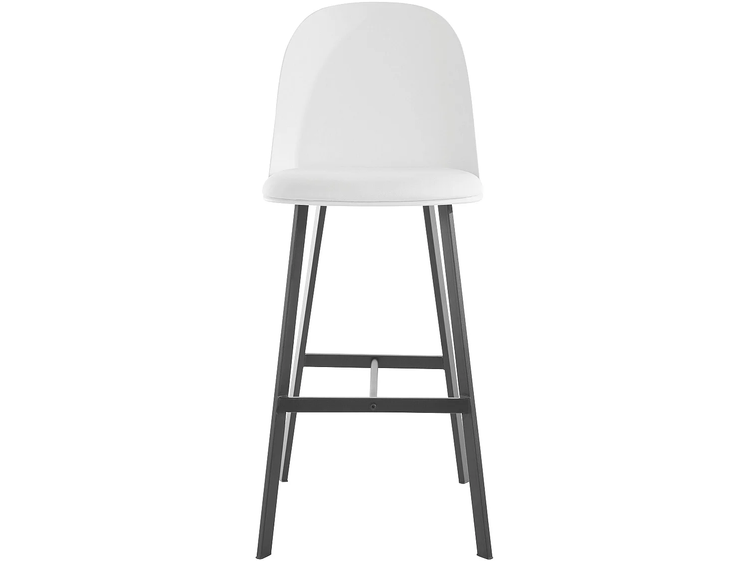 Set di 2 sgabelli in PU e plastica bianco con gambe in metallo nero