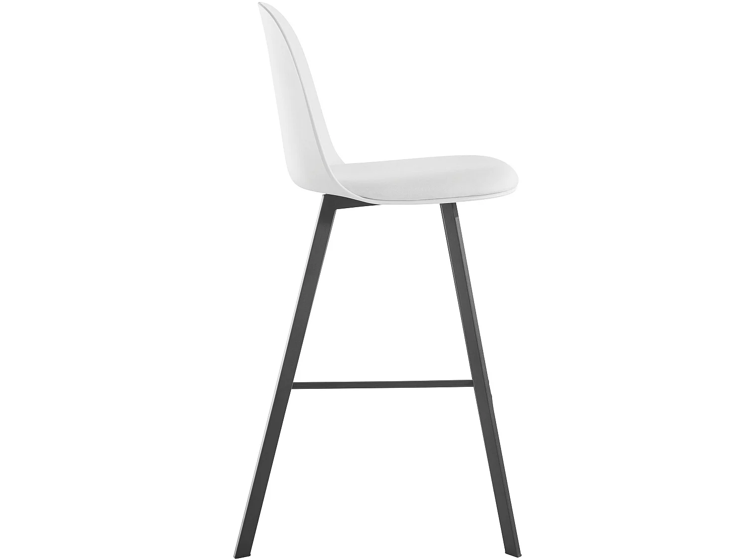 Set di 2 sgabelli in PU e plastica bianco con gambe in metallo nero